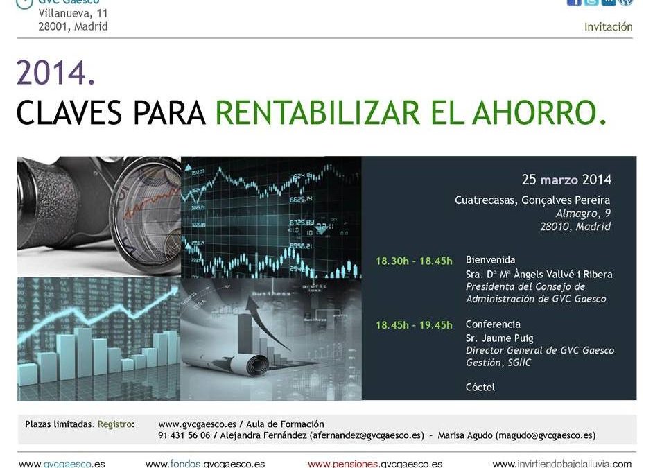 Actividades socias WomenCEO: 2014, Claves para rentabilizar al ahorro